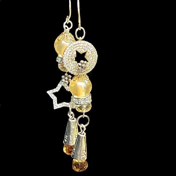 HANDCRAFTED one of a kind Bright Twinkling Earrings - Picture 2 of 8
